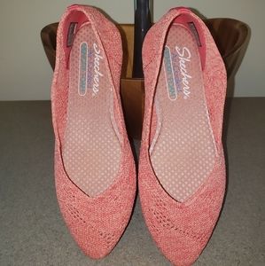 Skechers Orange Memory Foam Slip-on Ballet Shoes